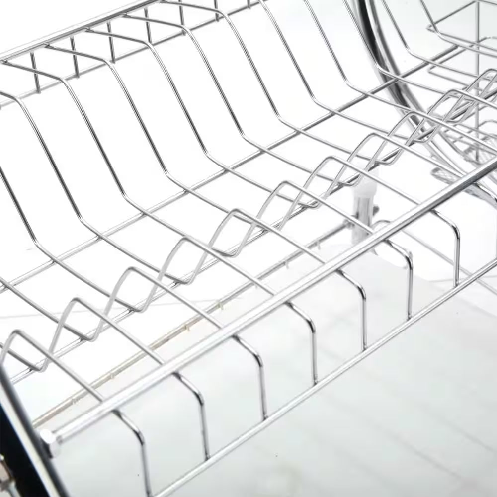2-Tier Stainless Steel Standing Drying Dish Rack with S Shape Design, Kitchen Cutlery Holder Shelf
