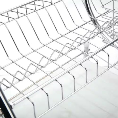 2-Tier Stainless Steel Standing Drying Dish Rack with S Shape Design, Kitchen Cutlery Holder Shelf