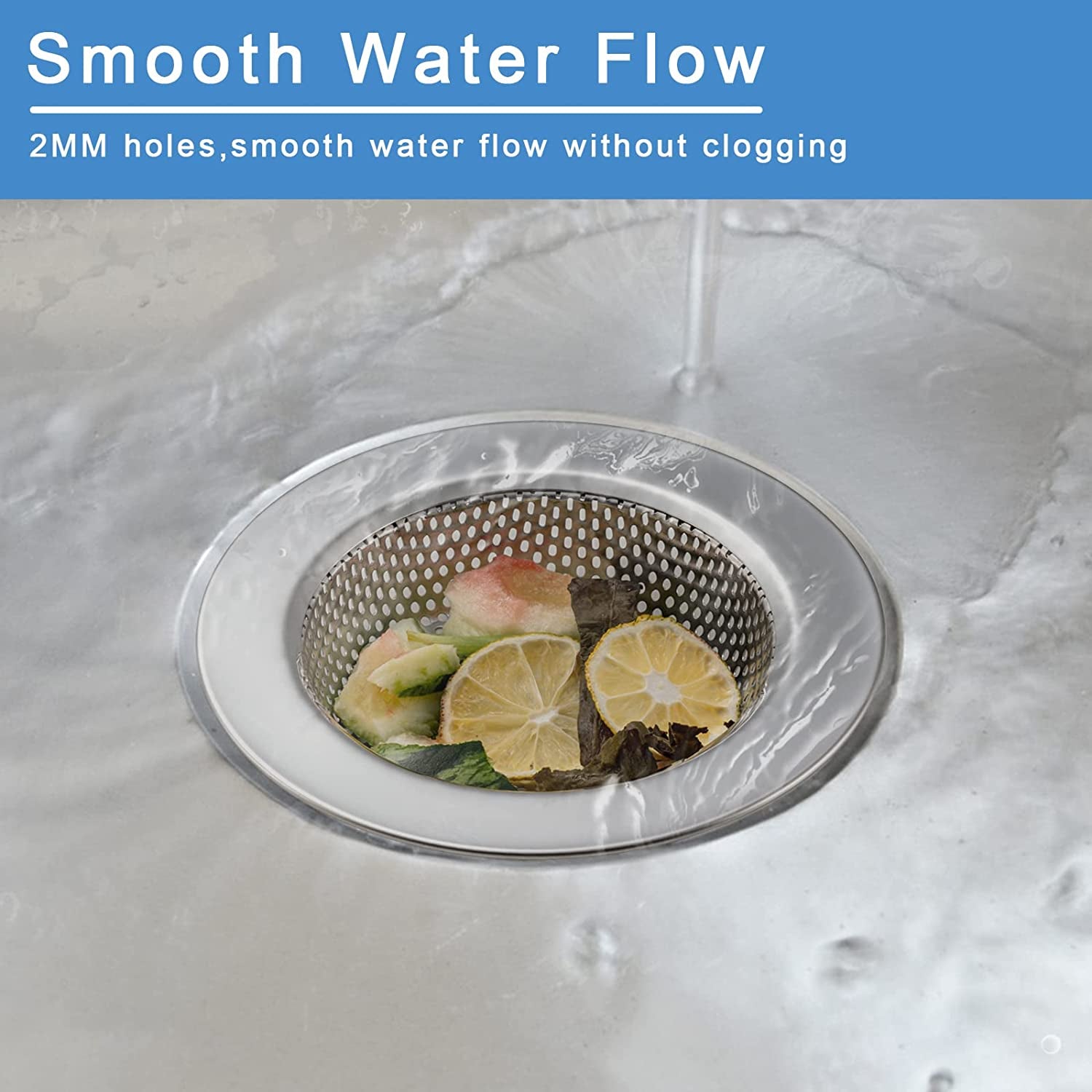 2 Pcs Sink Strainer, Upgraded Double-Layer Safe Design Kitchen Sink Strainer (Outer Diameter 4.5 Inch)