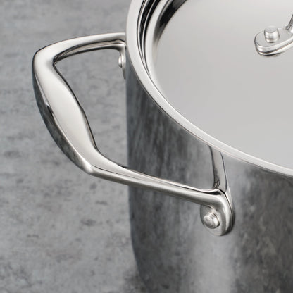 Signature 8-Quart Tri-Ply Clad Stainless Steel Stock Pot with Lid, Induction Ready, Oven-Safe, Dishwasher Safe