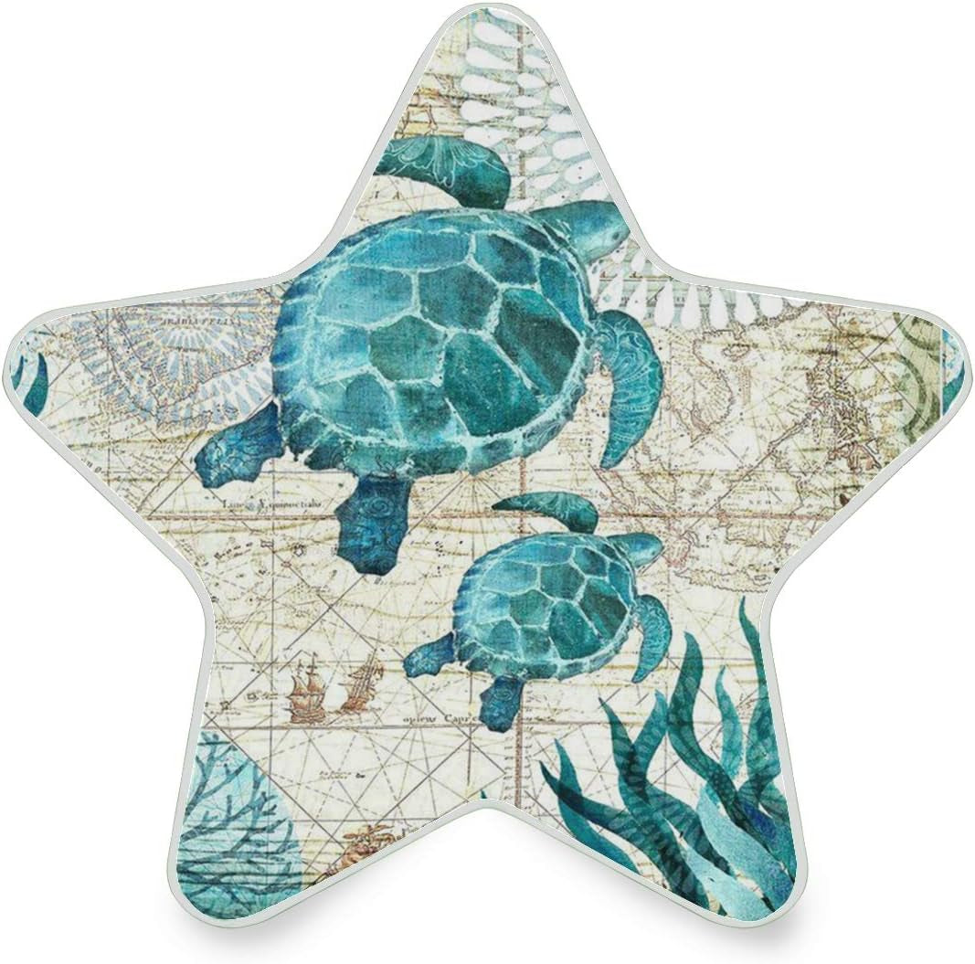 Vintage Ocean Sea Turtle Starfish Map Plug in LED Night Light Lamp with Sensor