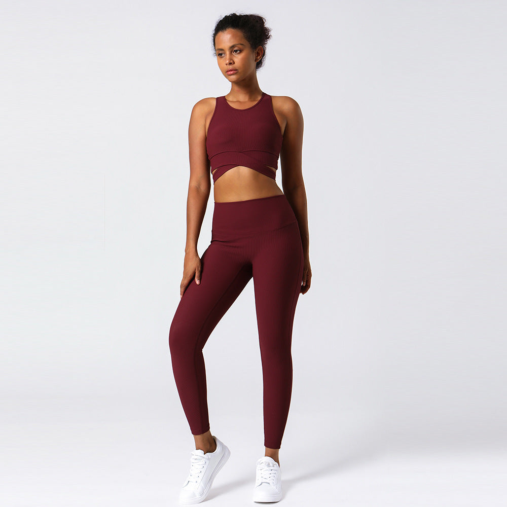 Ladies High Waist Butt Lift Fitness Suit Yoga Suit