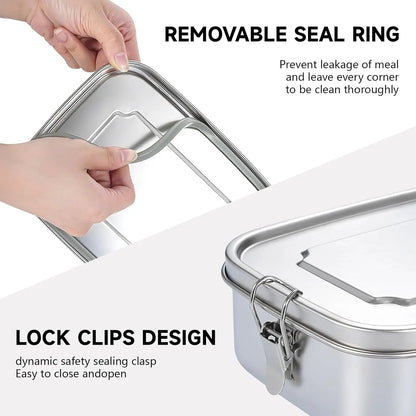 Bento Lunch Box Adults, Stainless Steel Airtight Lunchbox Food Taper Meal Prep, BPA-Free