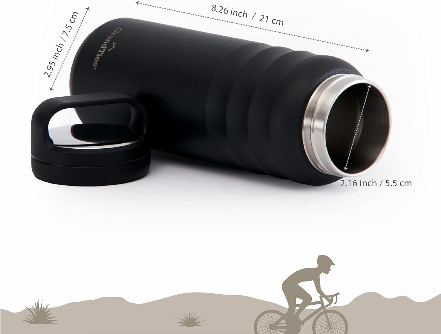 2 Lids Stainless Steel Thermal Water Gym Bottles, 24 Oz