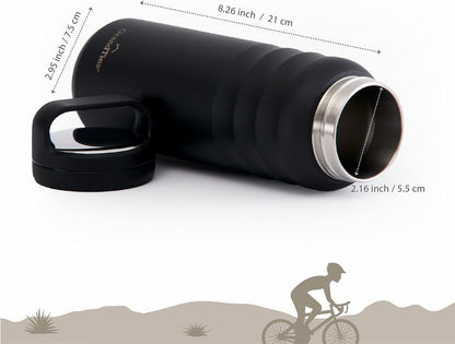 2 Lids Stainless Steel Thermal Water Gym Bottles, 24 Oz