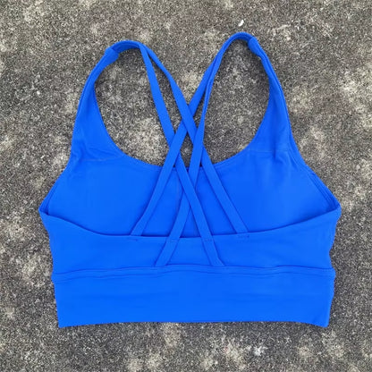 Solid Color Women Cross Back Fitness Top