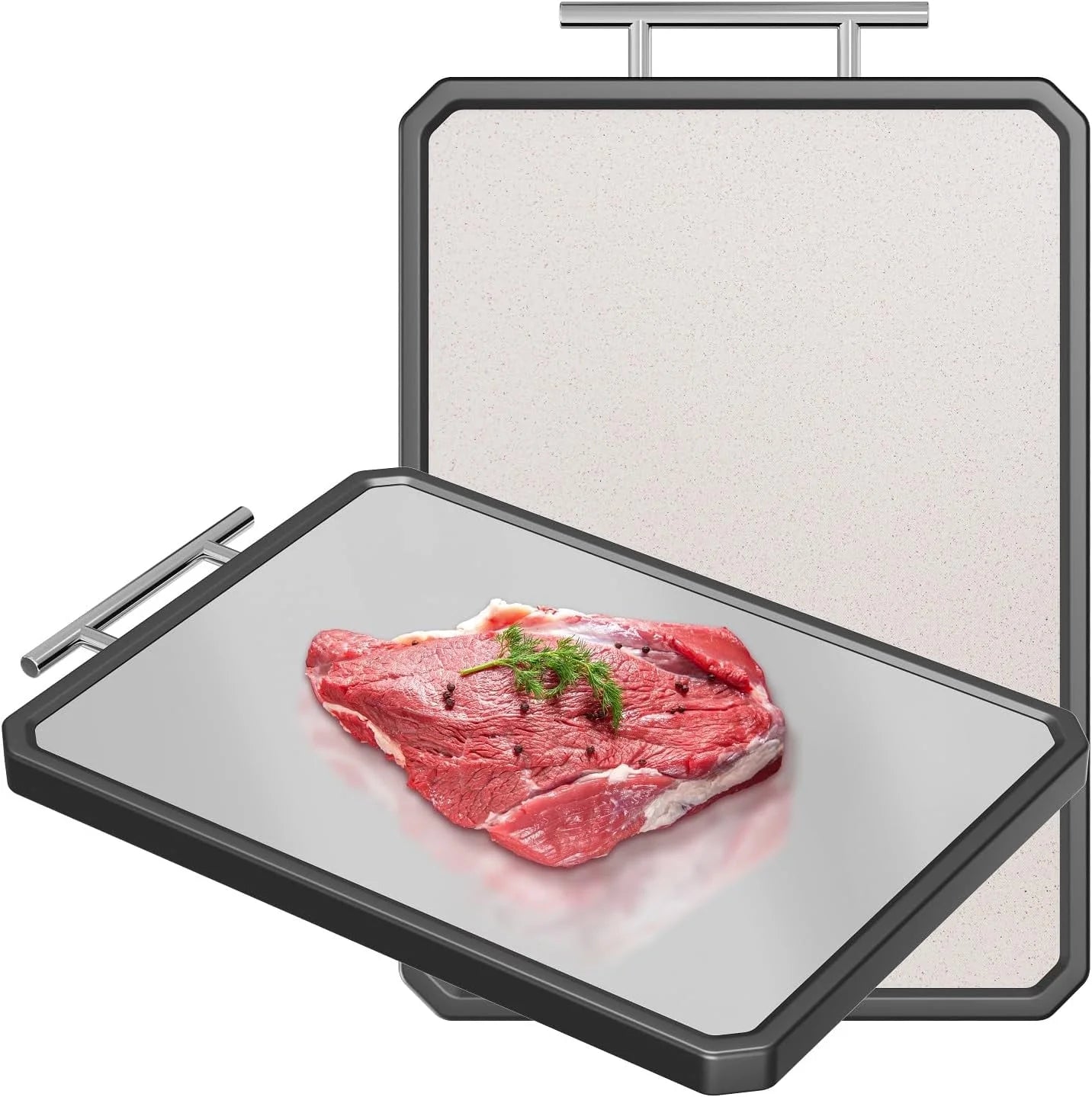 16x11 Inch Double-Sided Stainless Steel Cutting Board , Dishwasher Safe Chopping Board for Meat & Vegetables