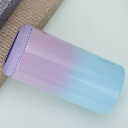 Stainless Steel Insulated Can Cooler with Dual Lid