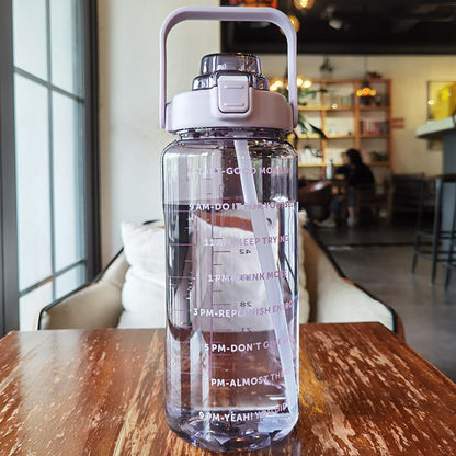 2 Liter Motivational Water Bottle with Time Markers and Straw: Crush Your Hydration Goals!