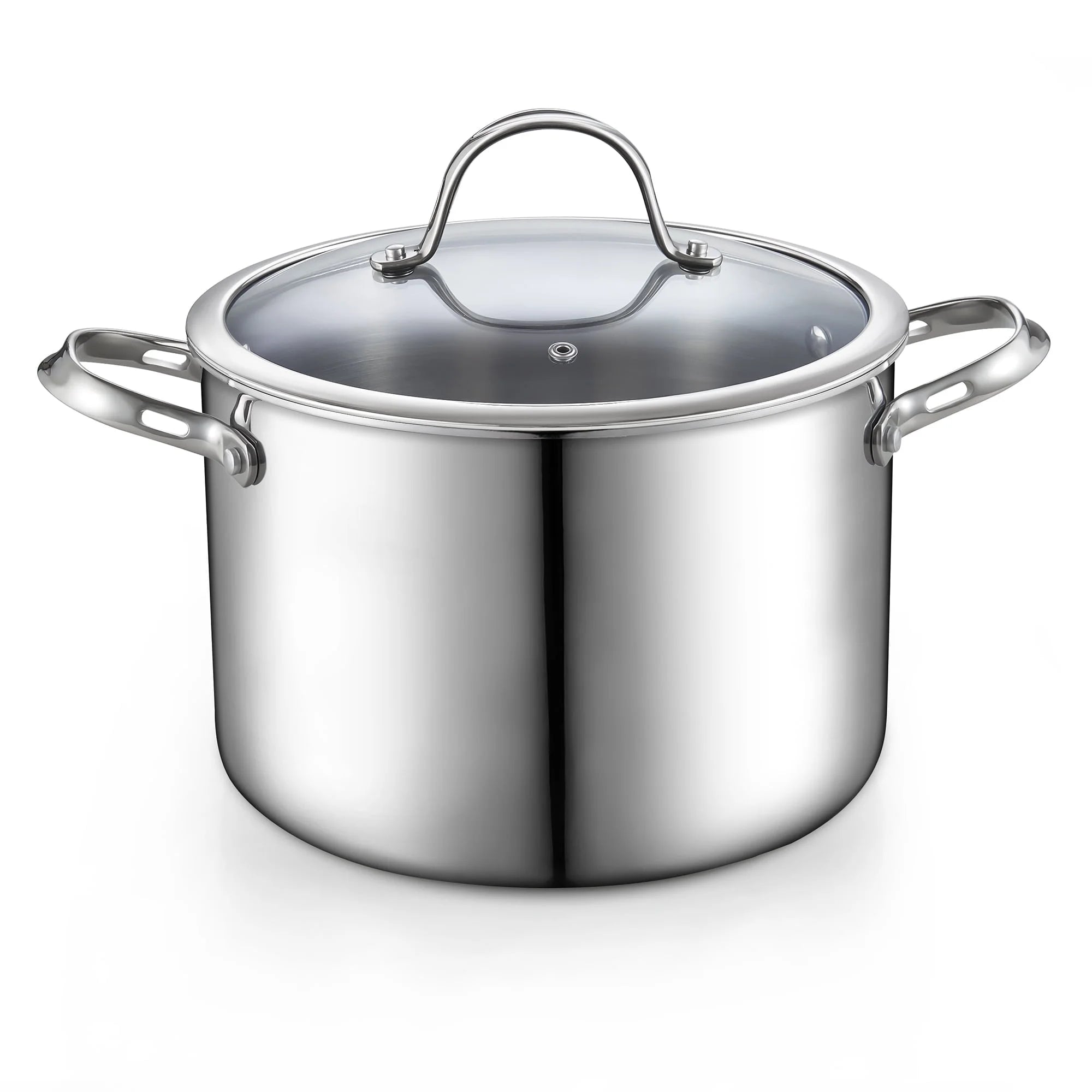 Stainless Steel Stock Pot, 8-Quart Multi-Ply Clad Cooking Canning Pot with Lid, Induction Stockpot, Silver