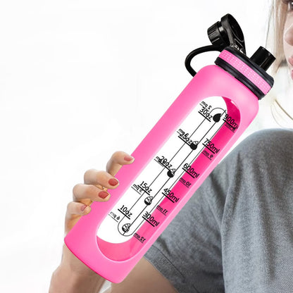 30Oz/800ML Glass Water Bottle, BPA-Free, Reusable Wide Mouth Large