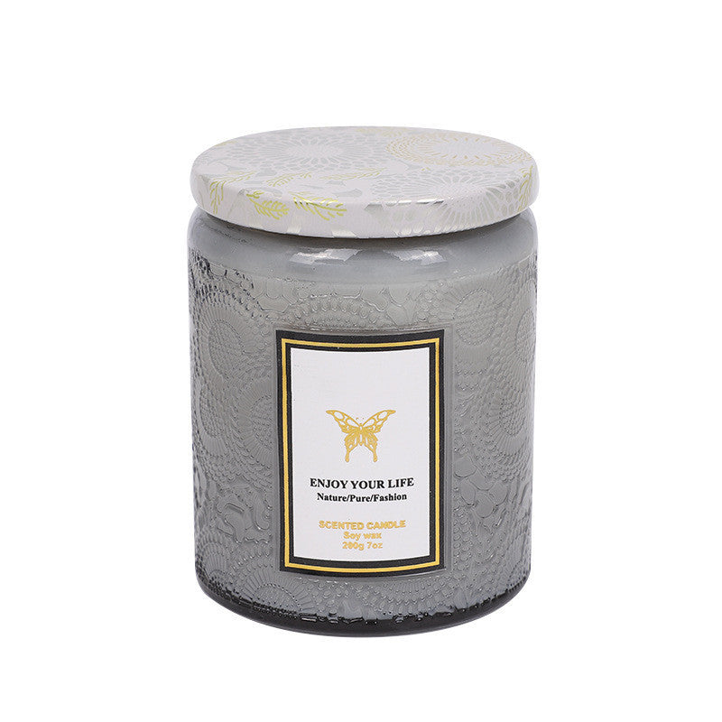 "Enjoy Your Life" Vibrant Scented Candles in Decorative Glass Jars