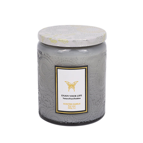 "Enjoy Your Life" Vibrant Scented Candles in Decorative Glass Jars