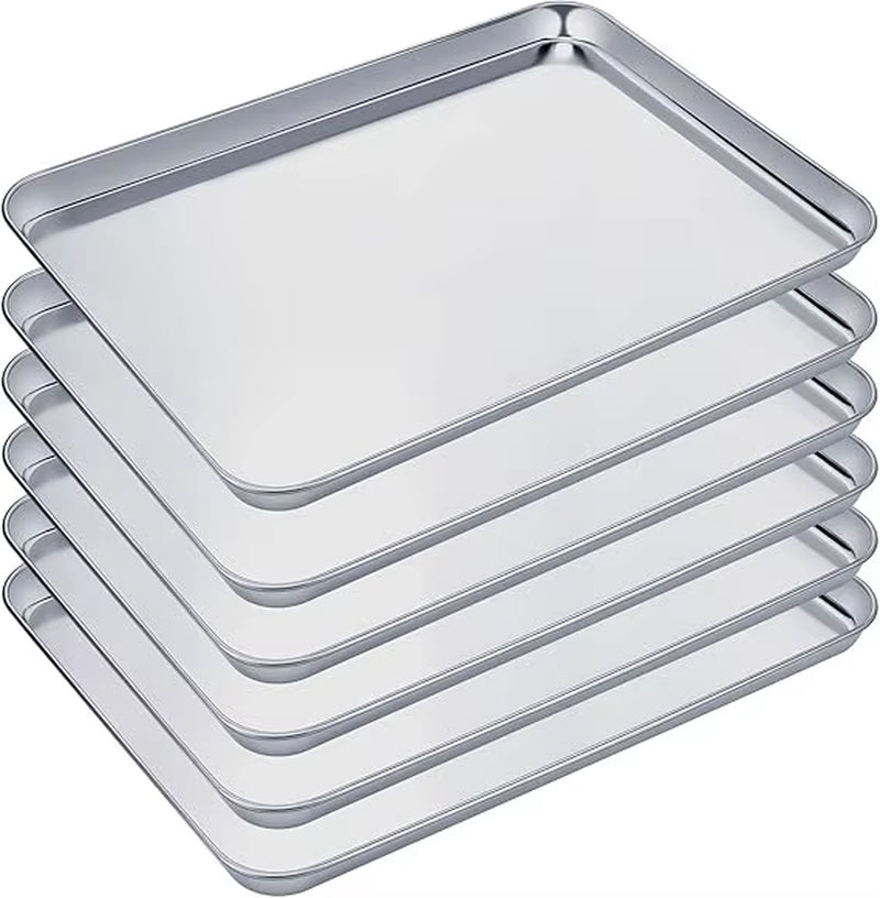 6 Pcs Stainless Steel Baking Sheet, Dishwasher Safe Commercial Grade Pans