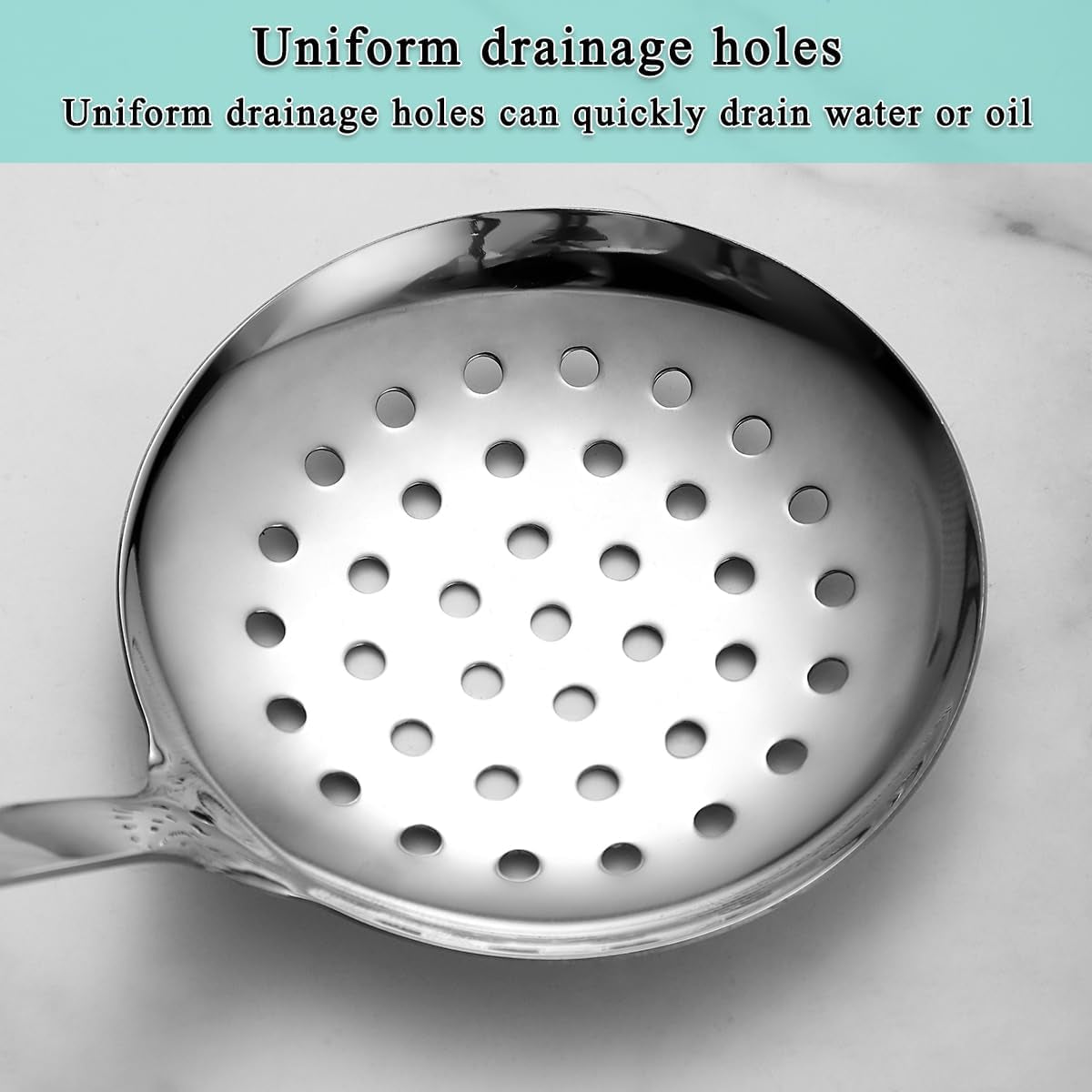 Stainless Steel Kitchen Skimmer Slotted Spoon for Straining Pasta/Cooking/Frying, Durable Rust-Resistant