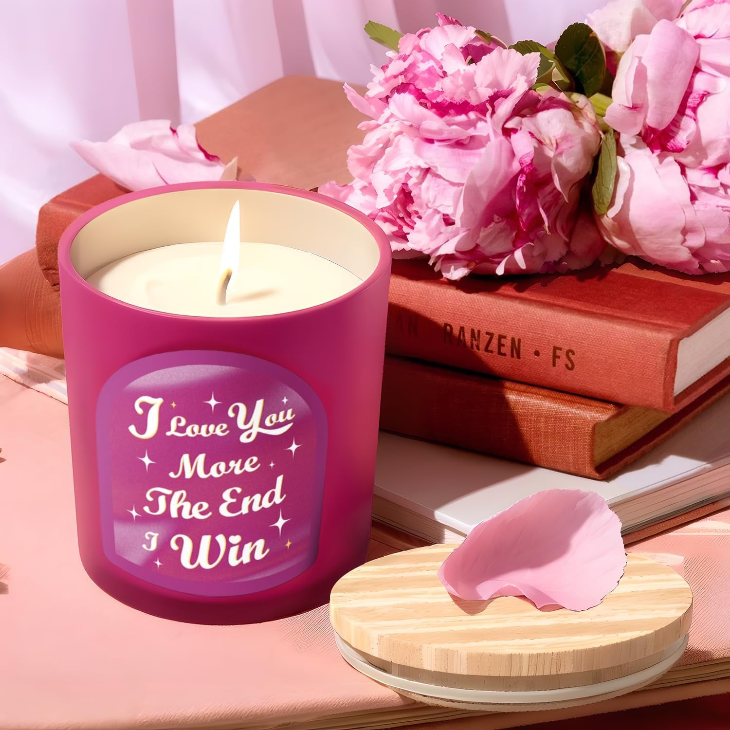 Scented Candles Gift for Women, Unique Birthday Gifts for Her, 100% Natural Soy Candle, Aromatherapy Candle for Girlfriend, Wife, Rose & Sandalwood Scented Candle, 10 Oz