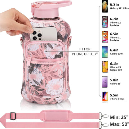 64oz Half Gallon Water Bottle with Sleeve
