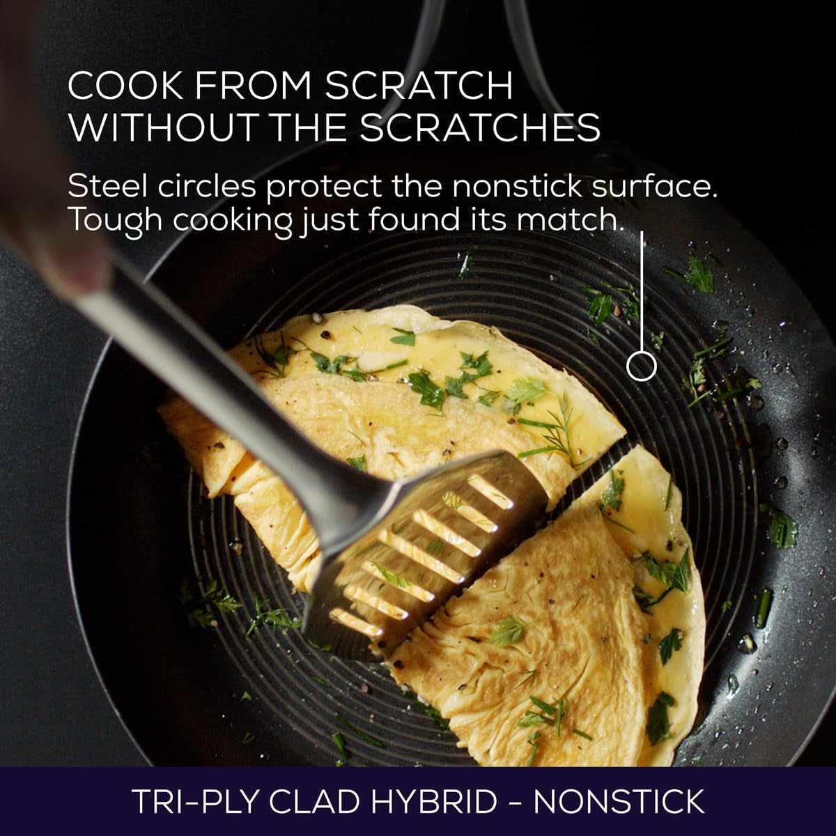 12.5 Inch Clad Stainless Steel Frying Pan/Skillet with Hybrid Steelshield and Nonstick Technology