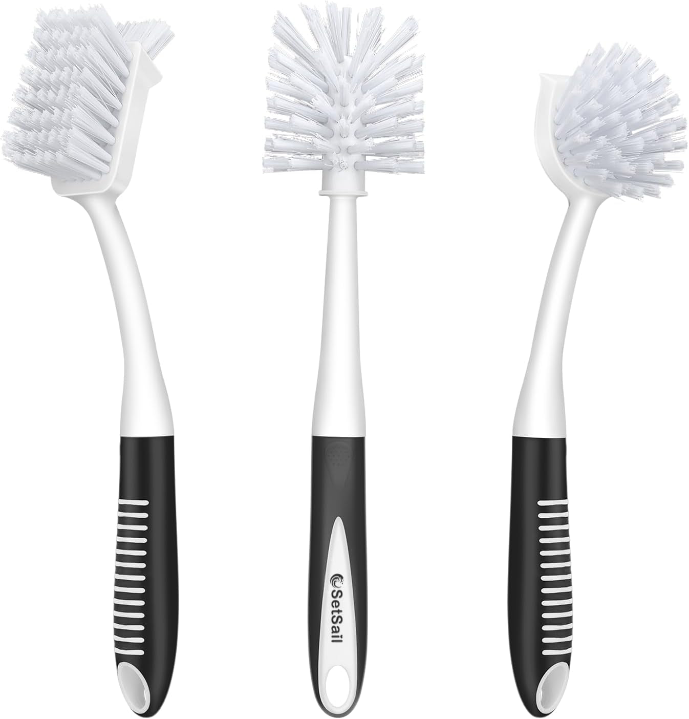 Dish Brush Set of 3 with Long Handle Deep Cleaning Handle Brush with Scraper Tip for Kitchen Sink Dishes