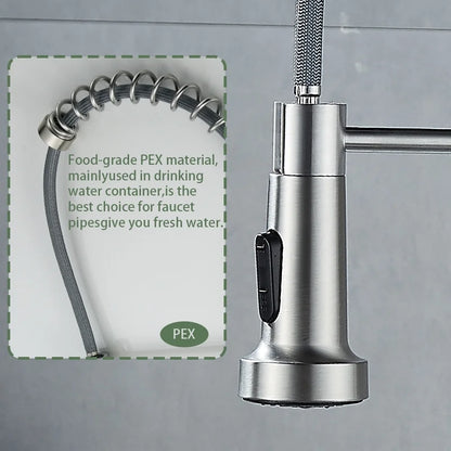 Kitchen Faucets with Pull down Sprayer Stainless Steel Single Hole Brushed Nickel