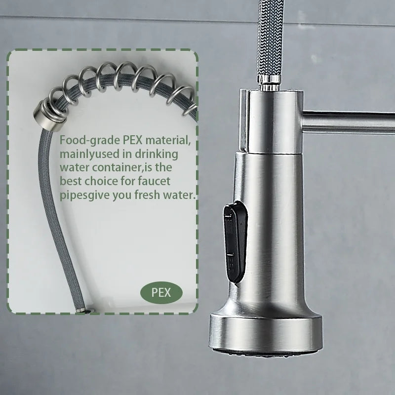 Kitchen Faucets with Pull down Sprayer Stainless Steel Single Hole Brushed Nickel