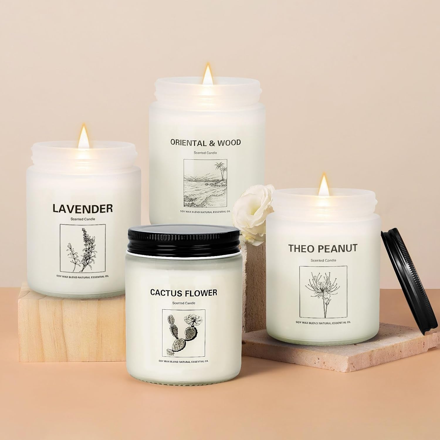 Candles for Home Scented, Lavender Candle Gifts Set, Made with Natural Soy Wax & Essential Oils, 6 Pack 42 Oz Candles