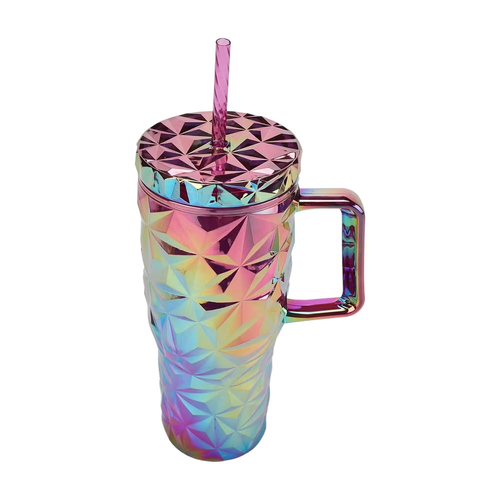 30 oz. Textured Tumbler with Handle Double-Wall Insulation and Spill-Resistant