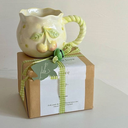 Whimsical Cherry Blossom Ceramic Mug Gift Set