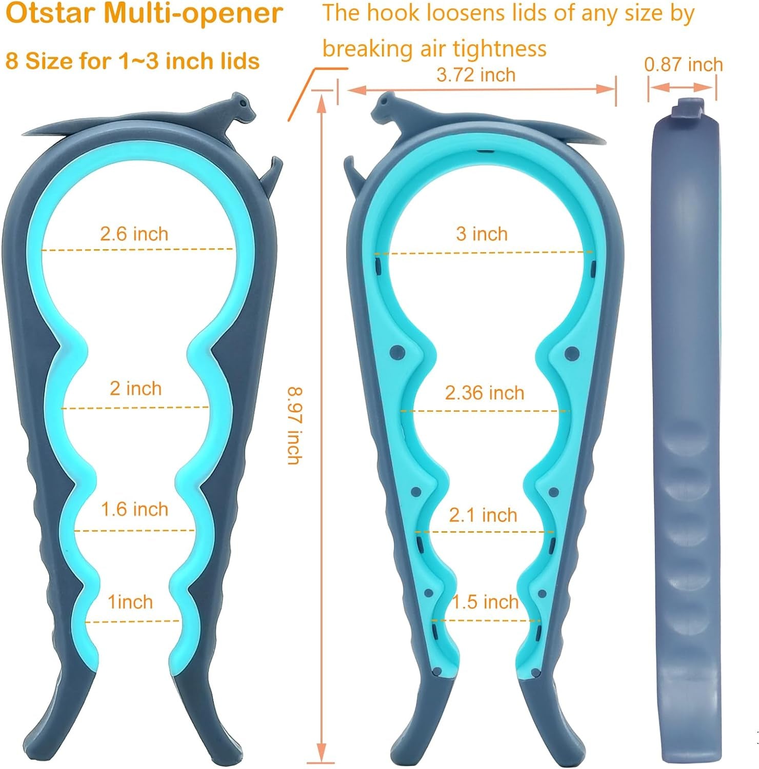 Bottle Opener and Can Opener for Weak Hands with Low Strength, Get Lids off Easily (Blue and Grey)
