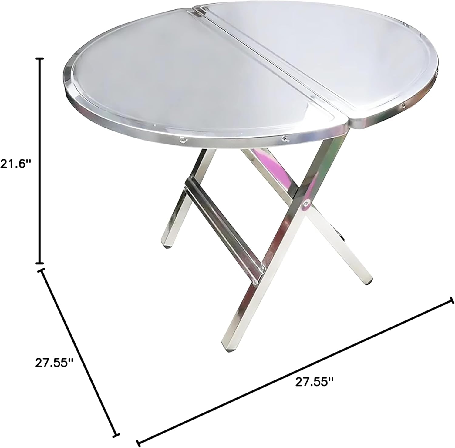 27.5" X 21.6" Stainless Steel Table – Heavy Duty Folding Table, Anti-Rust, Portable for Outdoor/Indoor Use