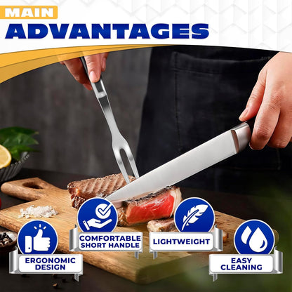 Meat Fork 2 Prongs – Carving Fork 11″ Stainless Steel Two-Prong with Polished Surface & Ergonomic Handle
