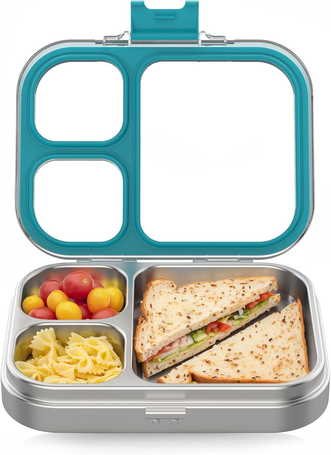 3 Compartments Stainless Steel Lunch Box, Leak-Proof Lunch Box for School Office, Dishwasher Safe, BPA-Free