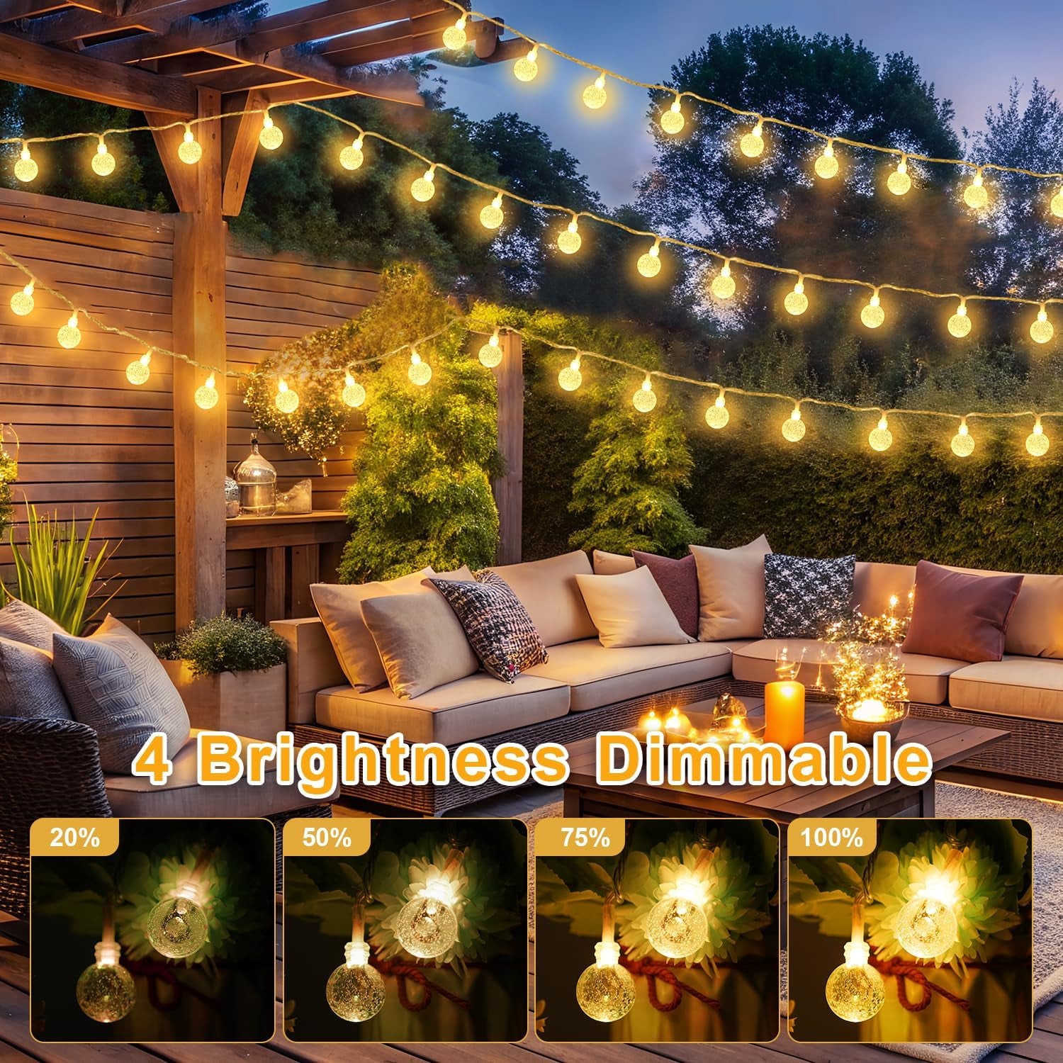 Color Changing Indoor String Light USB Plug, 16.5Ft 50 Leds Crystal Globe Fairy Lights