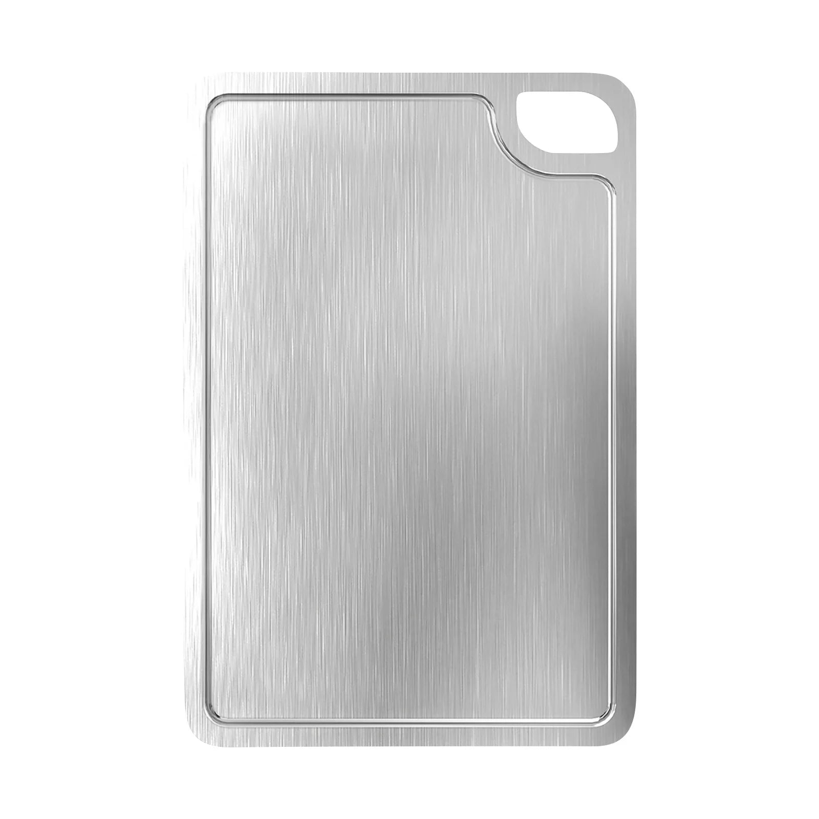 Stainless Steel Double-Sided Chopping Board with Grooves, Non-Stick and Easy Clean 