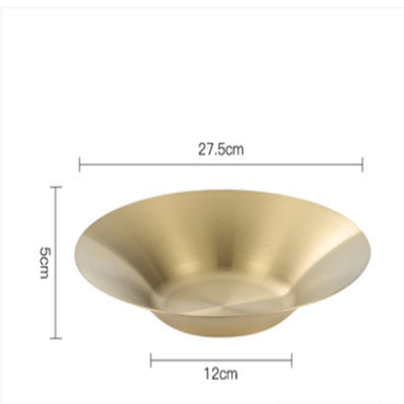 Stainless Steel Dinner Golden Round Fruit Plate