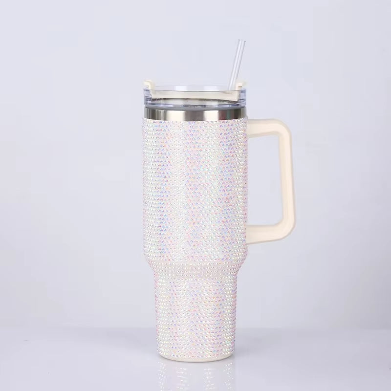 40 oz. Rhinestone Tumbler with Straw Stainless Steel