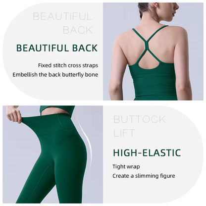 2 Piece Yoga Clothes Women'S Tracksuit Athletic Wear Pilates Fitness Suit Gym Workout Push up Clothes Sports Bra Leggings Suit