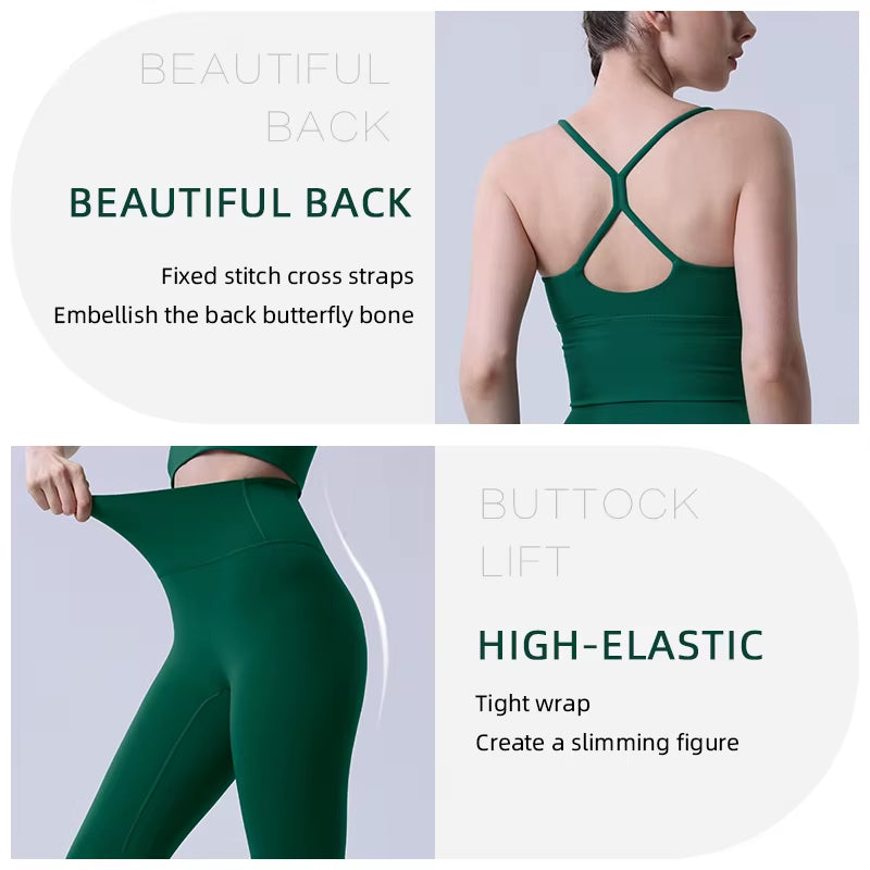 2 Piece Yoga Clothes Women'S Tracksuit Athletic Wear Pilates Fitness Suit Gym Workout Push up Clothes Sports Bra Leggings Suit