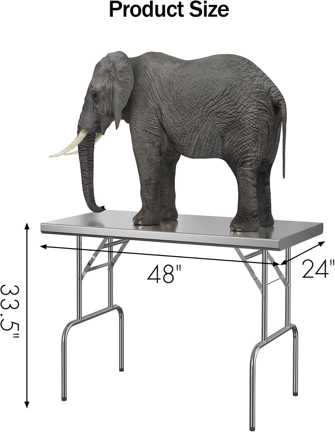 48" X 24" Stainless Steel Heavy Duty Folding Table, NSF Certified