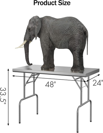 48" X 24" Stainless Steel Heavy Duty Folding Table, NSF Certified