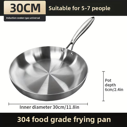5-Ply Stainless Steel Frying Pan, Skillet Grade Pans for Cooking