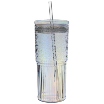 Glass Straw Cup Glass With Lid Large Capacity Girls' Gifts Summer Juice Internet Celebrity Cool Drinks Cup