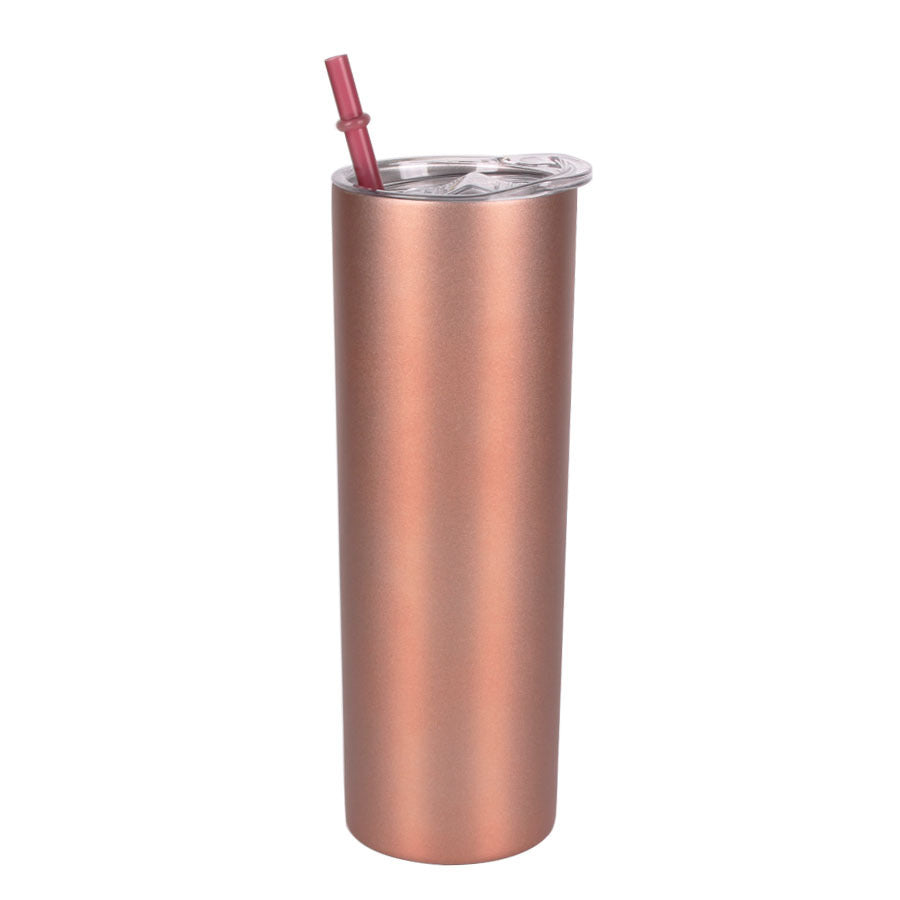 Double-Layer Stainless Steel Straw Tumbler, Insulated Slimming Water Cup