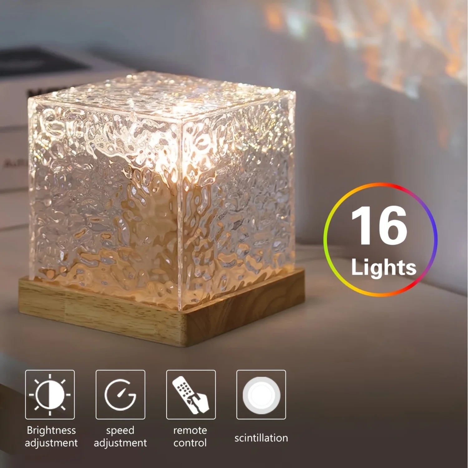 Night Light Projector,5 Brightness and 16 RGB Colors,Portable Table Bedside Desk Lamps- Remote Control, Party Decoration Suitable for Bedroom/Baby Nursery/Bathroom/Hallways/Living Room