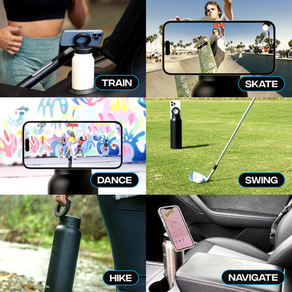 Insulated Stainless Steel Water Bottle with Magnetic Phone Tripod