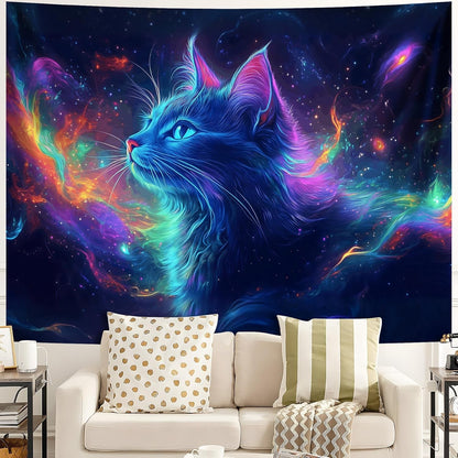 UV Reactive Cat Tapestry – Glow in the Dark Blacklight