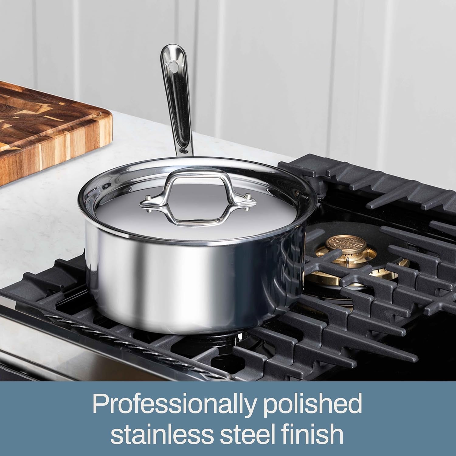 3-Ply Stainless Steel Sauce Pan with Lid 3 Quart, Induction, Oven Broiler Safe 600F, Multipurpose, Compatible With All Cooktops