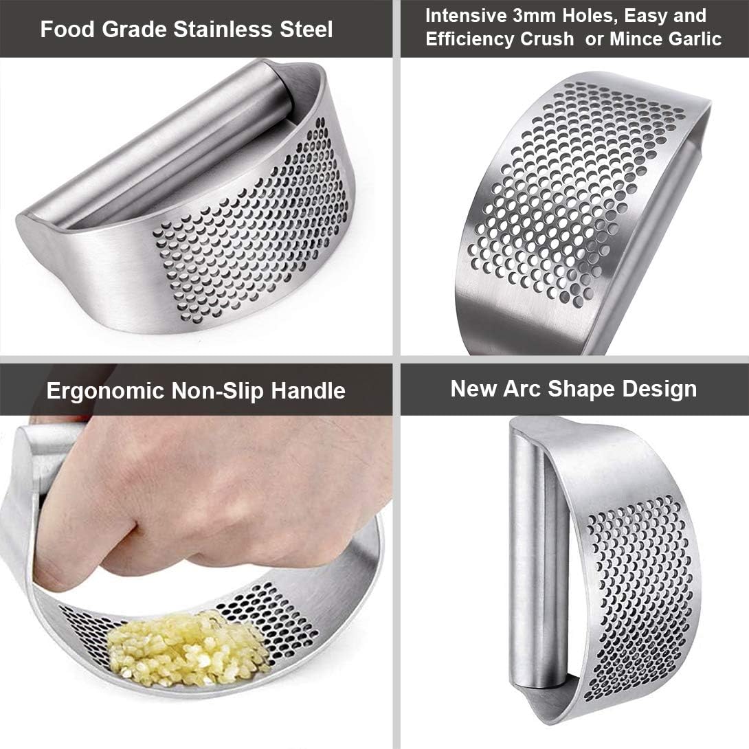 Garlic Press Rocker, Stainless Steel Garlic Mincer