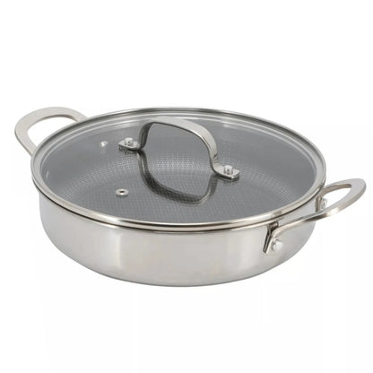 9-Inch 3-Ply Stainless Steel Nonstick Deep Fry Pan with Lid