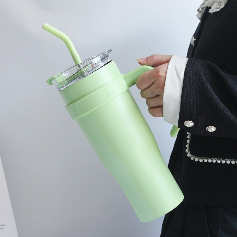 Elegant Glass Water Bottle with Straw and Easy-Grip Handle